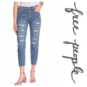 Free People High-Rise Skinny Ripped Jeans